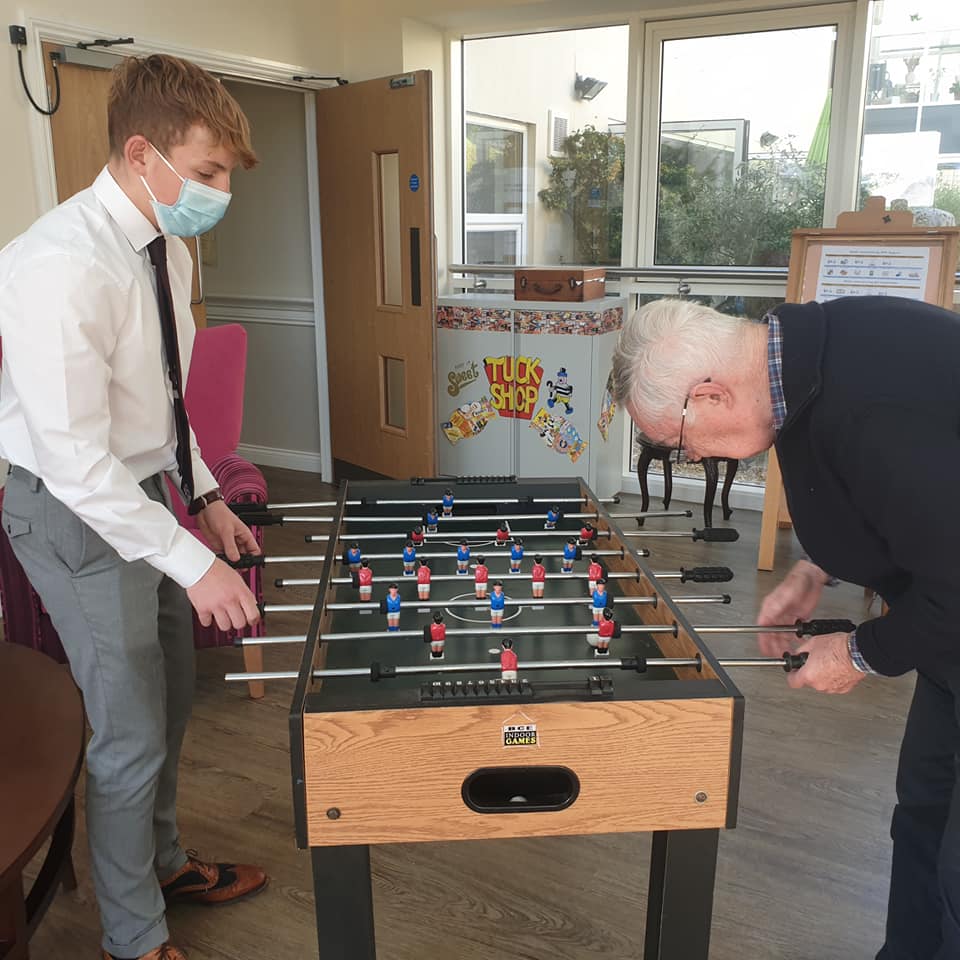 table football with resident and student